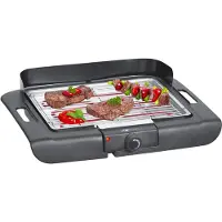 Clatronic Barbecue-tafelgrill | Grill met verchroomd grillrooster | Tafelgrill met koel aanraakbehuizing | Elektrische grill met windbescherming | BQ 3507
