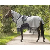 QHP Uitrij Vliegendeken Franjes - Grey - 205 Cm