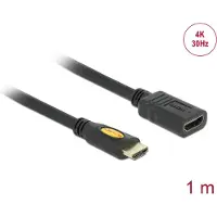 DeLOCK 83079 HDMI-kabel HDMI Verlengkabel HDMI-A-stekker, HDMI-A-bus 1.00 m Zwart 4K UHD, Vergulde steekcontacten