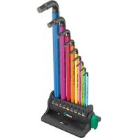 Wera 950/9 Hex-Plus Multicolour 3 Inbus Haakse schroevendraaierset 1.5 mm, 2 mm, 2.5 mm, 3 mm, 4 mm, 5 mm, 6 mm, 8 mm, 10 mm 9-delig
