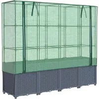 vidaXL Verhoogde tuinbed met kasafdekking, rattanlook, 160x40x153 cm