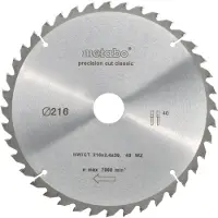 Metabo Precision Cut Wood Zaagblad voor Hout 216x30X1,8mm 40T