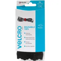 Velcro VEL-EC60466 Klittenband kabelbinder Om te bundelen Haak- en lusdeel (l x b) 200 mm x 12 mm Zwart 15 stuk(s)