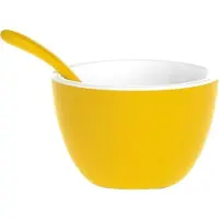 Zak!Designs Twotone Kom - Incl. Lepeltje - Melamine - Ø 7,5 cm - Geel/Wit