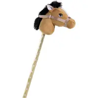 Heunec Pluche stokpaardje bruin 70 cm - Hobbelpaarden