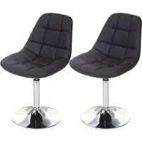 Mendler Set van 2 eetkamerstoelen -A60, draaistoel, chroom ~ kunstleer bruin