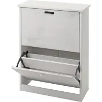 MCW Schoenenkantelaar -K45, schoenenkast schoenenrek, 81x60x25cm 2 kleppen, MDF gemaakt van Paulownia ~ shabby white