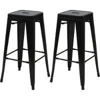 MCW Set van 2 barkrukken -A73, barkruk tegenkruk, metalen industrieel ontwerp stapelbaar ~ zwart