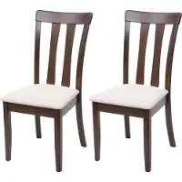 MCW Set van 2 eetkamerstoelen -G46, keukenstoel Stoel, stof/textiel Massief hout ~ donker frame, beige