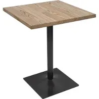 Mendler Bistrotafel -H10, bartafel countertafel, industrieel gastro metaal iep massief hout 70x70cm ~ lichtbruin