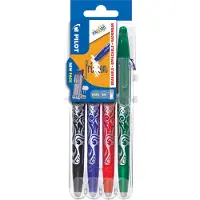 Pilot Pen FriXion - Rollerbal Pennenset - Zwart Blauw Groen Rood - 4 stuks
