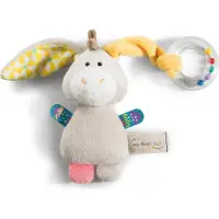 Nici 42080 - My First Nici, Kuscheltier Esel Muli mit Ringrassel, 14, 5 x 7, 5 cm, beige