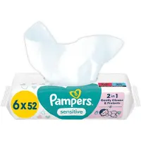 Pampers Sensitive Babydoekjes - Parfumvrij - 12 x 52 babydoekjes