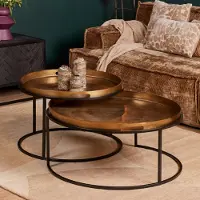 Starfurn Salontafel Set van 2 Puck Rond Goud
