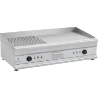 Royal Catering Dubbele elektrische bakplaat - 100 cm - geribbeld - 2 x 3200 W