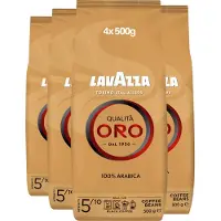 Lavazza Qualità Oro Koffiebonen - 100% Arabica Koffie Bonen - Intensiteit 5/10 - 4 x 500 gram