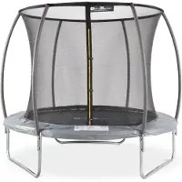 Sweeek Trampoline rond Ø 250cm grijs met veiligheidsnet aan binnenzijde - Pluton INNER – Nieuw model - trampoline voor tuin 2,50m 250 cm |Kwaliteit PRO. | EU Normen.