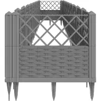 vidaXL Plantenbak met pinnen 363,5x43,5x43,5 cm polypropeen lichtgrijs