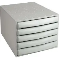 Exacompta THE BOX ladebox A4/A4+ 5 laden gesloten, kantoor lichtgrijs, geruisloos lopend met veiligheidsstop