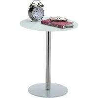 Relaxdays bijzettafel - 53 x 43 cm - glas - rvs - salontafel rond - modern - woonkamer