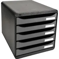 Exacompta ECOBlack Ladekastje Kunststof Zilver, zwart 5 Lades 27,8 x 34,7 x 27,1 cm
