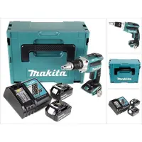 Makita Boormachine + slagboor, DFS 250 RGJ Accu Droogbouwschroevendraaier 18 V Borstelloos + 2x Accu 6,0 Ah + Lader + Makpac (Oplaadbare batterij)