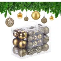 Relaxdays kerstballen - 50x st - goud - 3, 4 en 6 cm - kunststof - Kerstbal