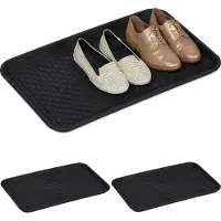 Relaxdays schoenen afdruipbak - set van 3 - groot - 60 x 40 cm - kunststof - zwart