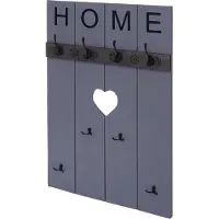 MCW Wandgarderobe -C89 Home, garderobe paneel garderobe, shabby look vintage, 8 haken 91x60cm ~ grijsblauw