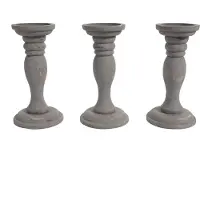 MCW Set van 3 kandelaars T361, kandelaar, shabby-look vintage hoogte 24cm ~ grijs