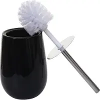 MCW 5-delige badkamerset -C72, WC-set badkameraccessoires, keramiek ~ zwart