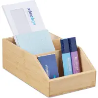 Relaxdays bureau organizer - bamboe - 3 vakken - 9 x 15,5 x 25,5 cm - kantoor