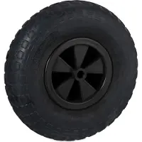 Relaxdays kruiwagenwiel - 3.50-6 - massief rubber - kunststof velg - lekvrij - tot 100 kg - zwart