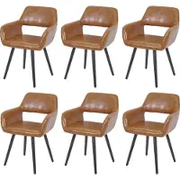 MCW Set van 6 eetkamerstoelen -A50 II, keukenstoel, retro jaren 50 ontwerp ~ imitatiesuède, donkere poten