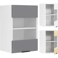 Hioshop Fasola keuken bovenkastje 40 cm 1 glazen deur eik decor, wit.