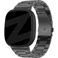 Bandz stalen band 'Classic' geschikt voor Fitbit Versa 3 / Sense - Hoogwaardig metalen materiaal smartwatch bandje - Inclusief horloge inkortset - zwart stalen bandje