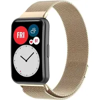 Strap-it Luxe Milanese band - Milanees bandje geschikt voor Huawei Watch Fit / Huawei Watch Fit New - champagne