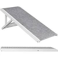 Relaxdays loopplank hond - hoogte verstelbaar 38–43 cm - opvouwbaar - 35 kg - hout