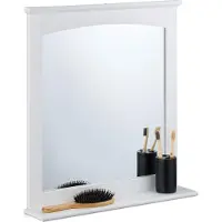 Relaxdays badkamerspiegel met plank - 60 x 55 cm - wandspiegel - wit