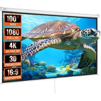 Vevor Projectiescherm 254 cm HD 4K Buiten Binnen Handmatig Projectiescherm Snel Opvouwbaar Draagbaar Filmscherm 16:9 voor Thuisbioscoop