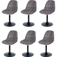 MCW Set van 6 eetkamerstoelen -A60, keukenstoel, draaistoel, staal MVG stof/textiel chenille (465 g/m²) ~ bruin