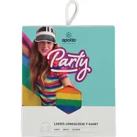 Apollo - Party T-shirt dames lange mouwen - Strepen - Rainbow - Maat XS - Carnaval - Carnavalskleding dames - Carnavalskleding