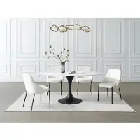 Vente-unique Eettafel voor 8 personen van keramiek en zwart metaal - Wit marmereffect - ELVA van Maison Céphy