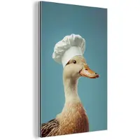 MuchoWow Aluminium schilderij 20x30 cm - Wanddecoratie metaal - Eend - Koksmuts - Cute - Vogel - Metalen muurdecoratie woonkamer - Decoratie industrieel - Foto op dibond - Industriële accessoires slaapkamer