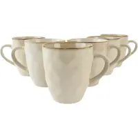 OTIX Theemokken- 300ML - Koffiekopjes met oor - set van 6 - Beige -Grote Mok - Keramiek - MAPLE
