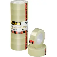 Scotch Plakband Crystal Clear 550 Transparant 19 mm (B) x 33 m (L) Zelfklevende folie 8 Rollen