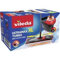 Vileda Ultramax Turbo XL Dweilsysteem - Complete vloerwisserset met Emmer en Pedaalpers - XL Dweilset voor Grote Oppervlakken