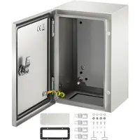 Vevor schakelkast NEMA industriële behuizing 30x20x15cm NEMA 4X stalen verdeelkast IP66 waterdichte en stofdichte elektrische aansluitdoos voor buiten/binnen met montageplaat