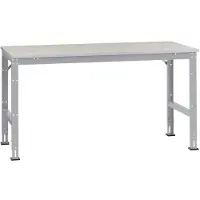 Manuflex aanbouwtafel UNIVERSAL Standaard, tafelblad kunststof, 2000 x 1000, aluminium zilver