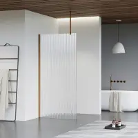 FortiFura Galeria inloopdouche - 100x200cm - ribbelglas - plafondarm - Geborsteld koper PVD (Koper) SW797955/SW876702/SW876705